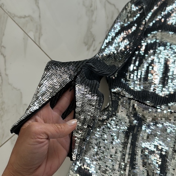NEW MICHAEL Michael Kors Sequined Georgette Ruffled Dress Size 2 SEQUIN DRESS - Picture 8 of 14
